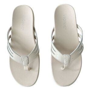 Vionic Alta Cream Leather Orthotic Sandals Flip Flops Arch Support Size 6